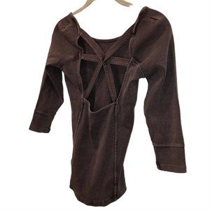 Free People acid wash PLUM FALL cross back cotton top S